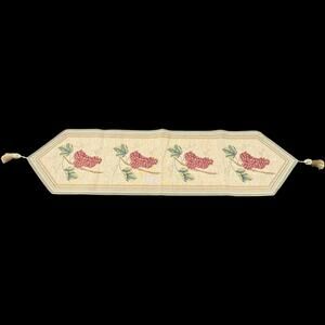 Table Runner Grapes Design Tapestry Made in Belgium 13 x 48" + Tassels LN Tags